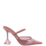Amina Muaddi Gilda PVC Baby Pink Glass Mules