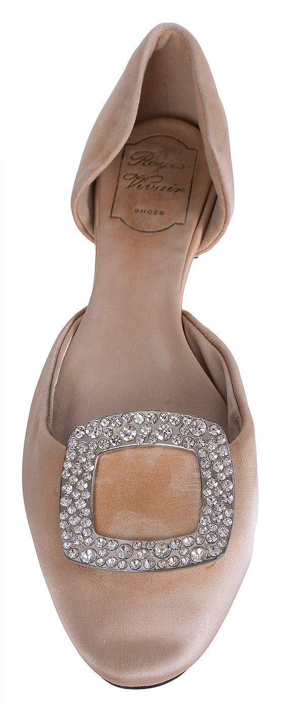 Roger Vivier Nude D'Orsay Satin Flat 39