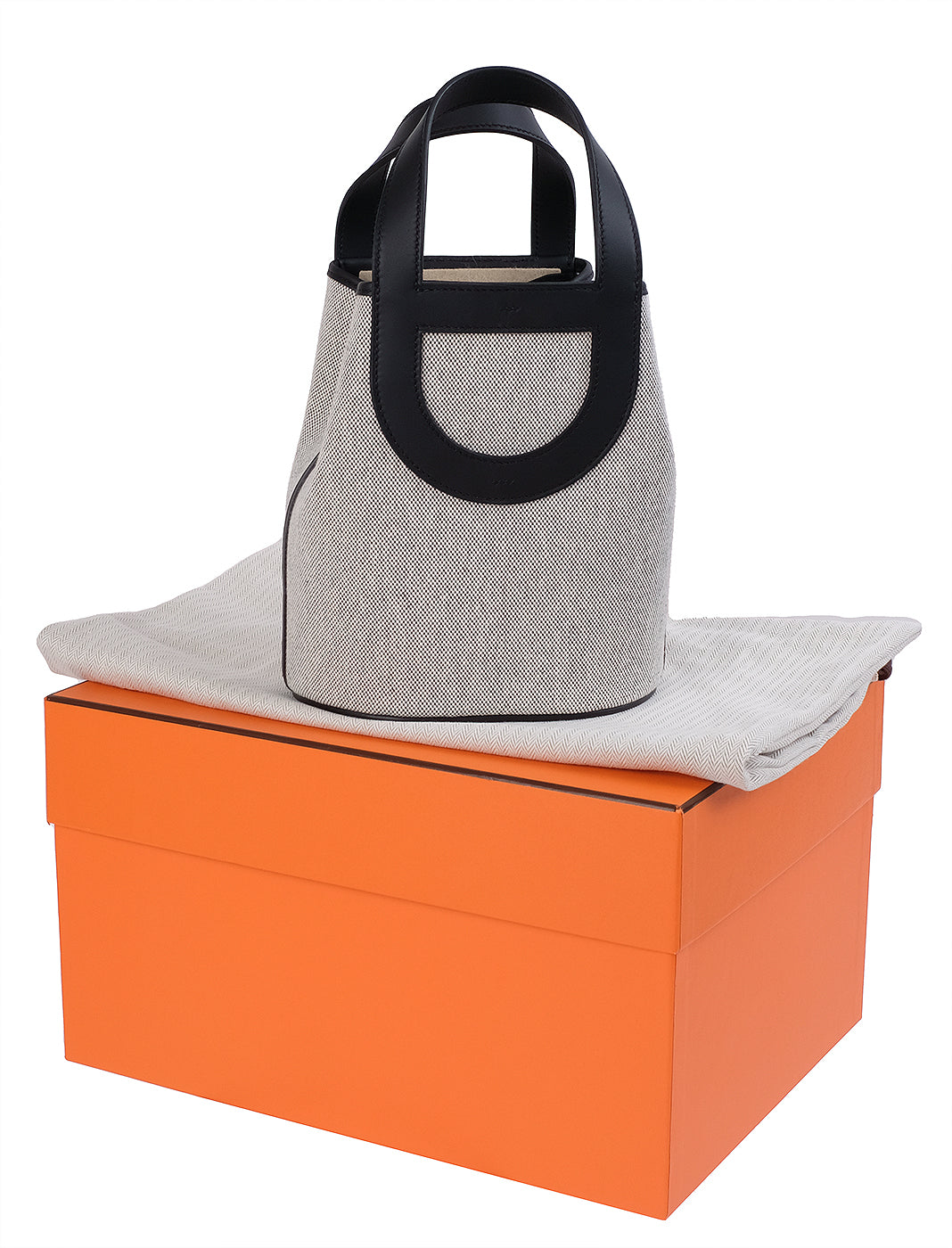 Hermes In-the-Loop 18 Ecru/Black Canvas & Black Swift Leather PHW