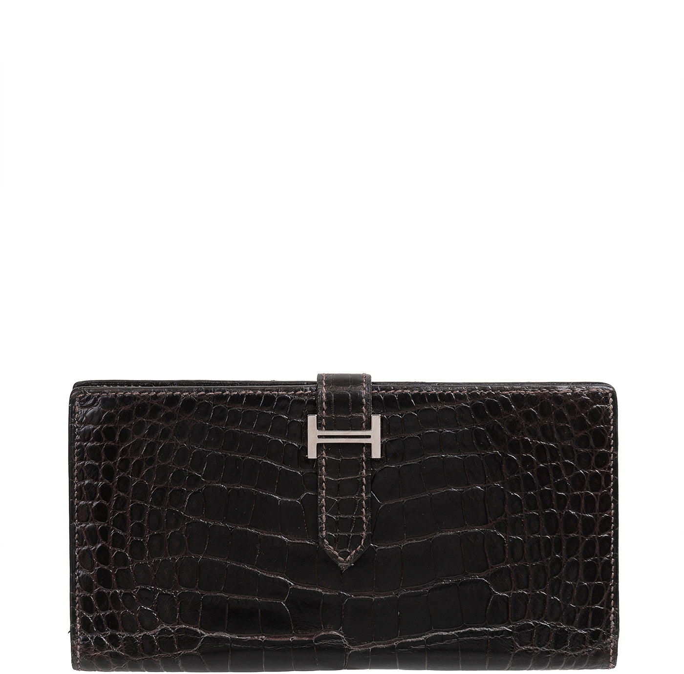 Hermes Bearn Wallet Havane Shiny Crocodile PHW