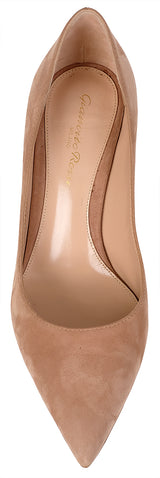 Gianvito Rossi Nude Suede 70 Pointed Toe Heels