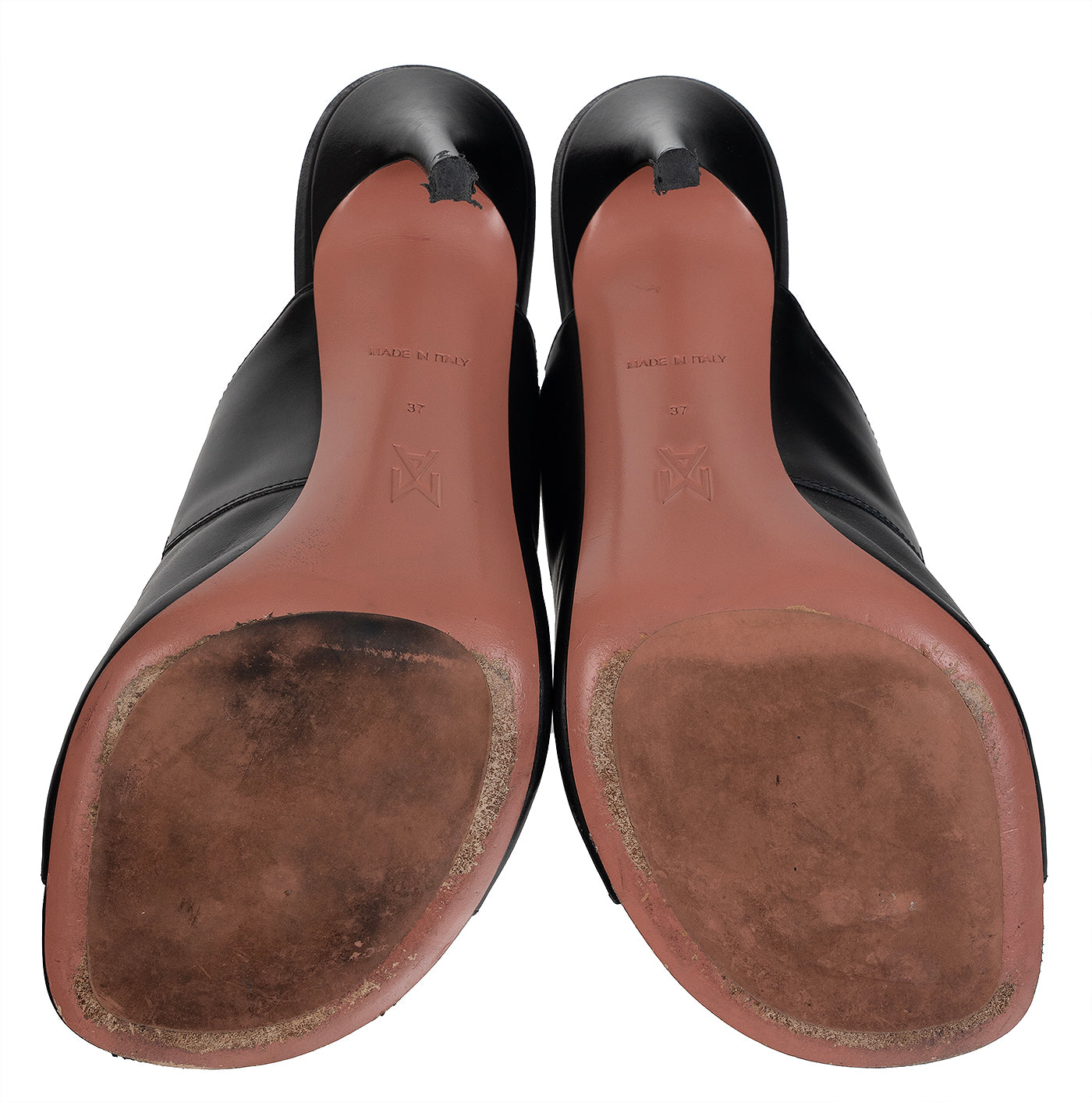 Amina Muaddi Black Millie Leather Slides