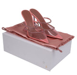 Amina Muaddi Gilda PVC Baby Pink Glass Mules
