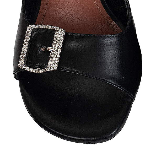 Amina Muaddi Black Millie Leather Slides