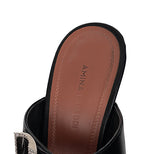 Amina Muaddi Black Millie Leather Slides