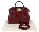 Fendi Mini Peekaboo Burgundy Crocodile Shoulder Bag GHW