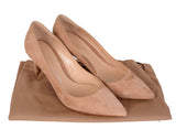 Gianvito Rossi Nude Suede 70 Pointed Toe Heels