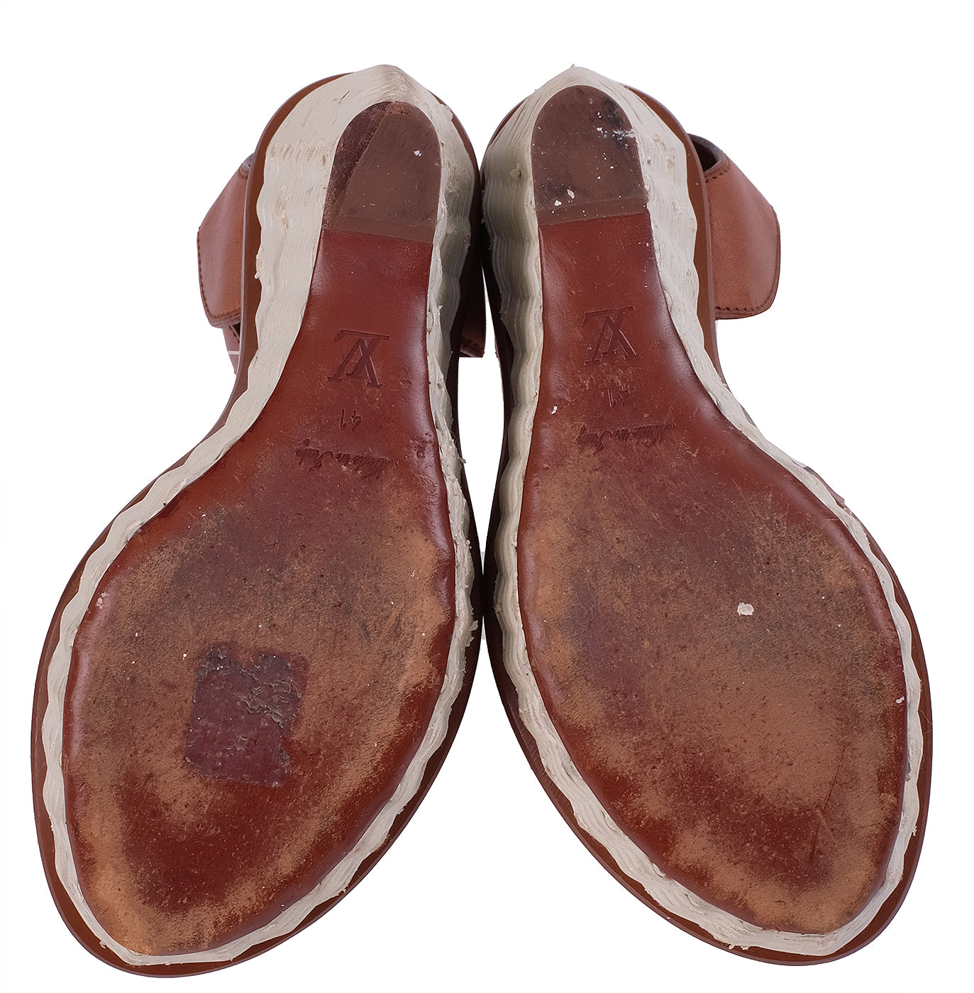 Louis Vuitton Bi-color Leather Wedge Sandals 41