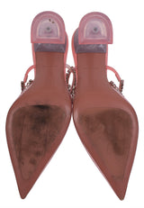 Amina Muaddi Gilda PVC Baby Pink Glass Mules