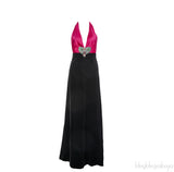 Gucci Fuchsia Pink Cotton and Black Velvet Gown