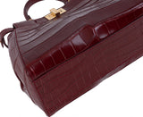 Fendi Mini Peekaboo Burgundy Crocodile Shoulder Bag GHW