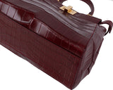 Fendi Mini Peekaboo Burgundy Crocodile Shoulder Bag GHW