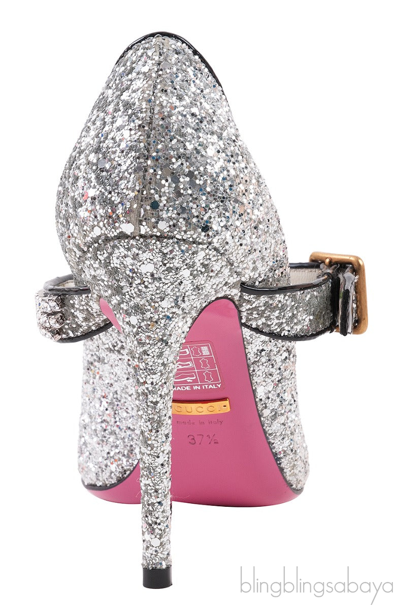 Sylvie Silver Crystal Glitter Heels