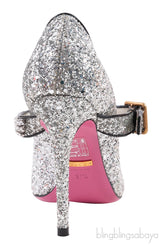 Sylvie Silver Crystal Glitter Heels