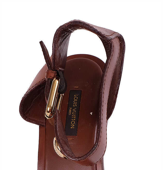 Louis Vuitton Bi-color Leather Wedge Sandals 41