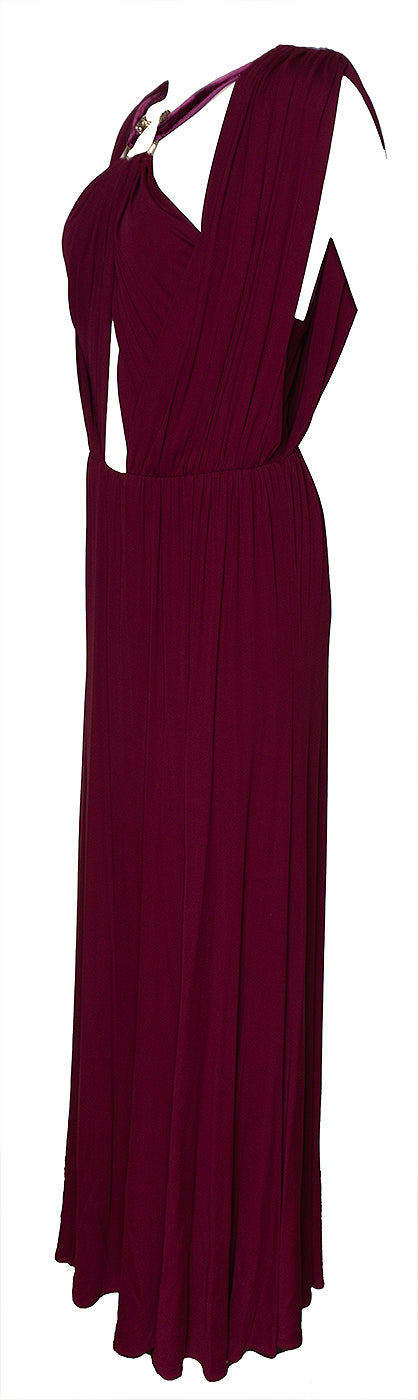 Roberto Cavalli Burgundy Serpent  Maxi Dress S