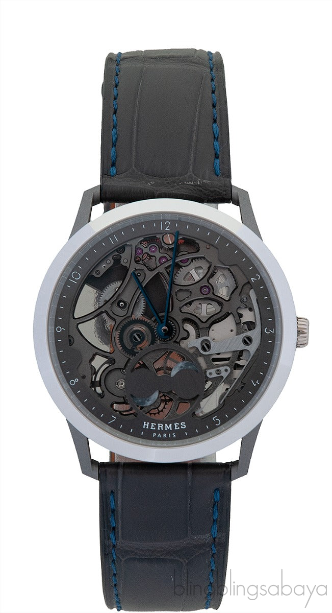 Slim d\'Hermès Squelette Lune Noire Watch