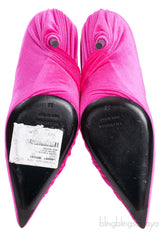 Fuchsia Pink Stretch Velvet Wrap Pump