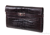 Hermes Kelly Wallet Burgundy Crocodile PHW