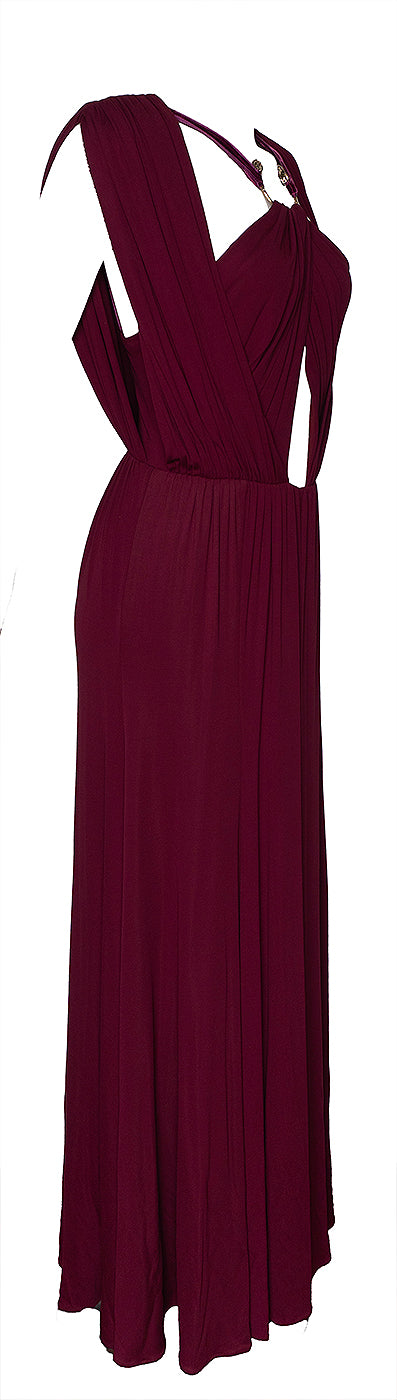 Roberto Cavalli Burgundy Serpent  Maxi Dress S
