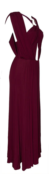 Roberto Cavalli Burgundy Serpent  Maxi Dress S