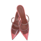 Amina Muaddi Gilda PVC Baby Pink Glass Mules