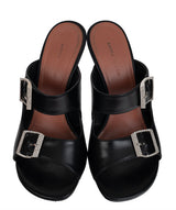 Amina Muaddi Black Millie Leather Slides