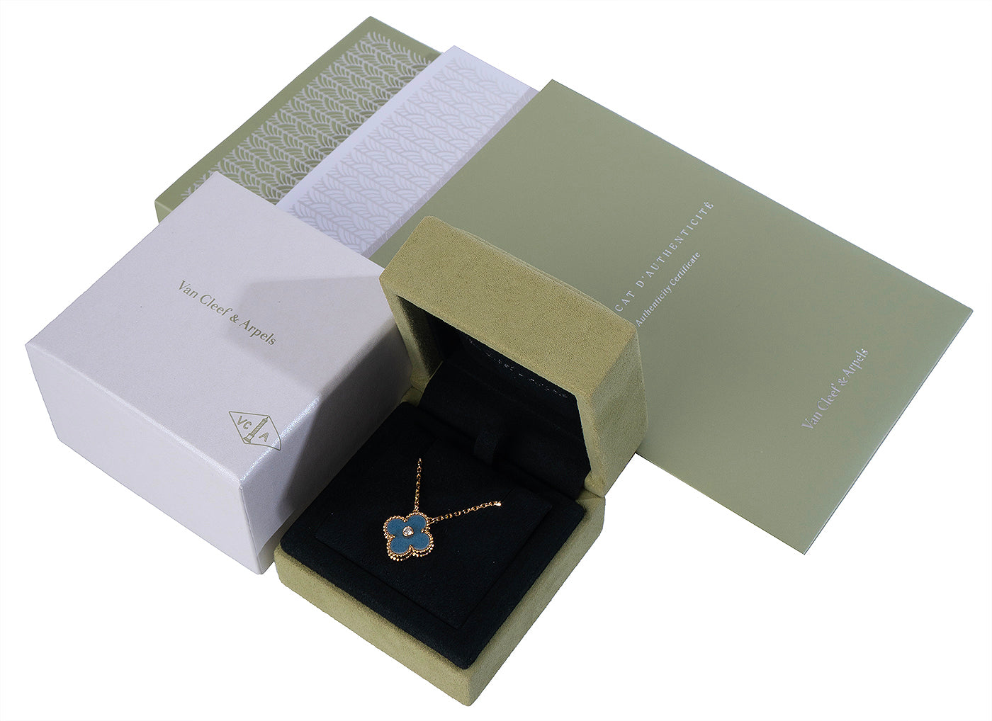 Van Cleef & Arpels Vintage Alhambra Blue Grey Sevres Porcelain Holiday Pendant 2026