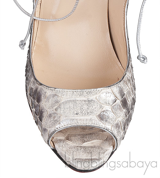 Mega Vamp 100 Silver Python Lace Up Pump