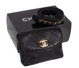 Chanel Black Quilted Leather Vintage Classic Chain Belt Bag