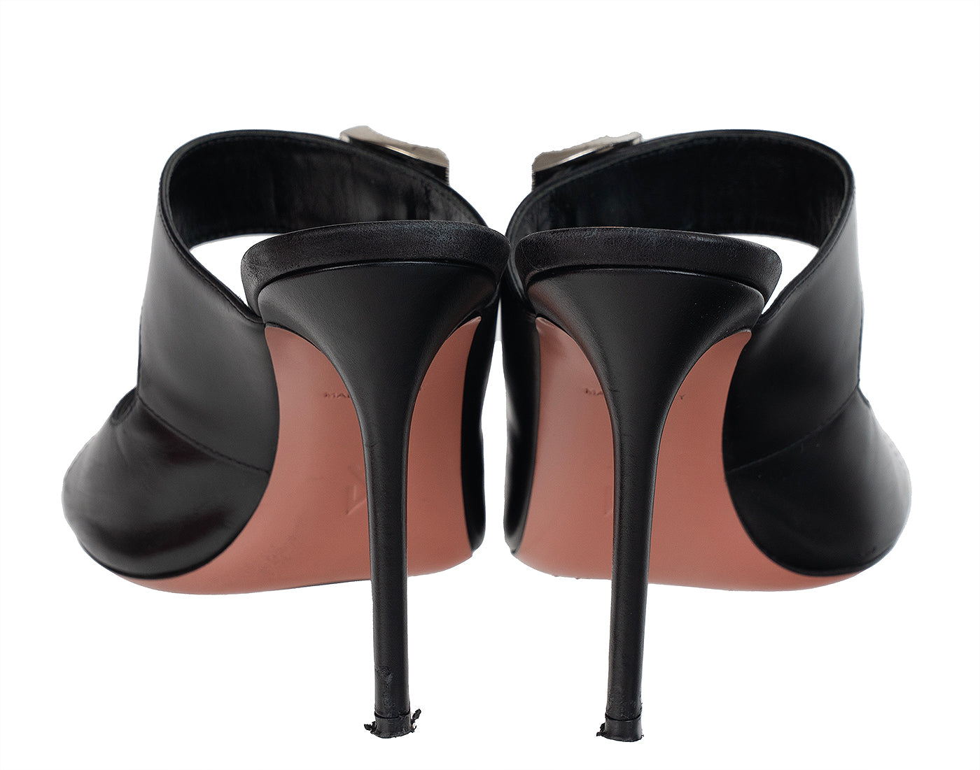 Amina Muaddi Black Millie Leather Slides