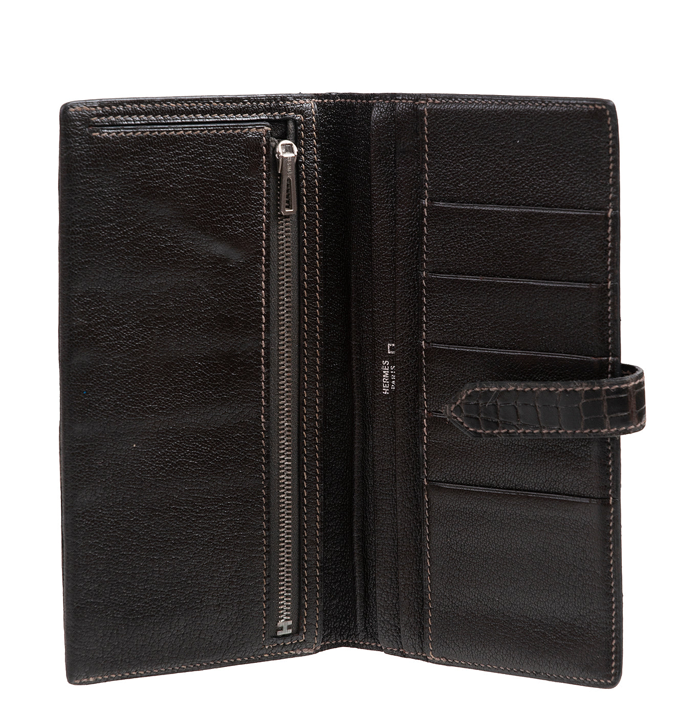 Hermes Bearn Wallet Havane Shiny Crocodile PHW