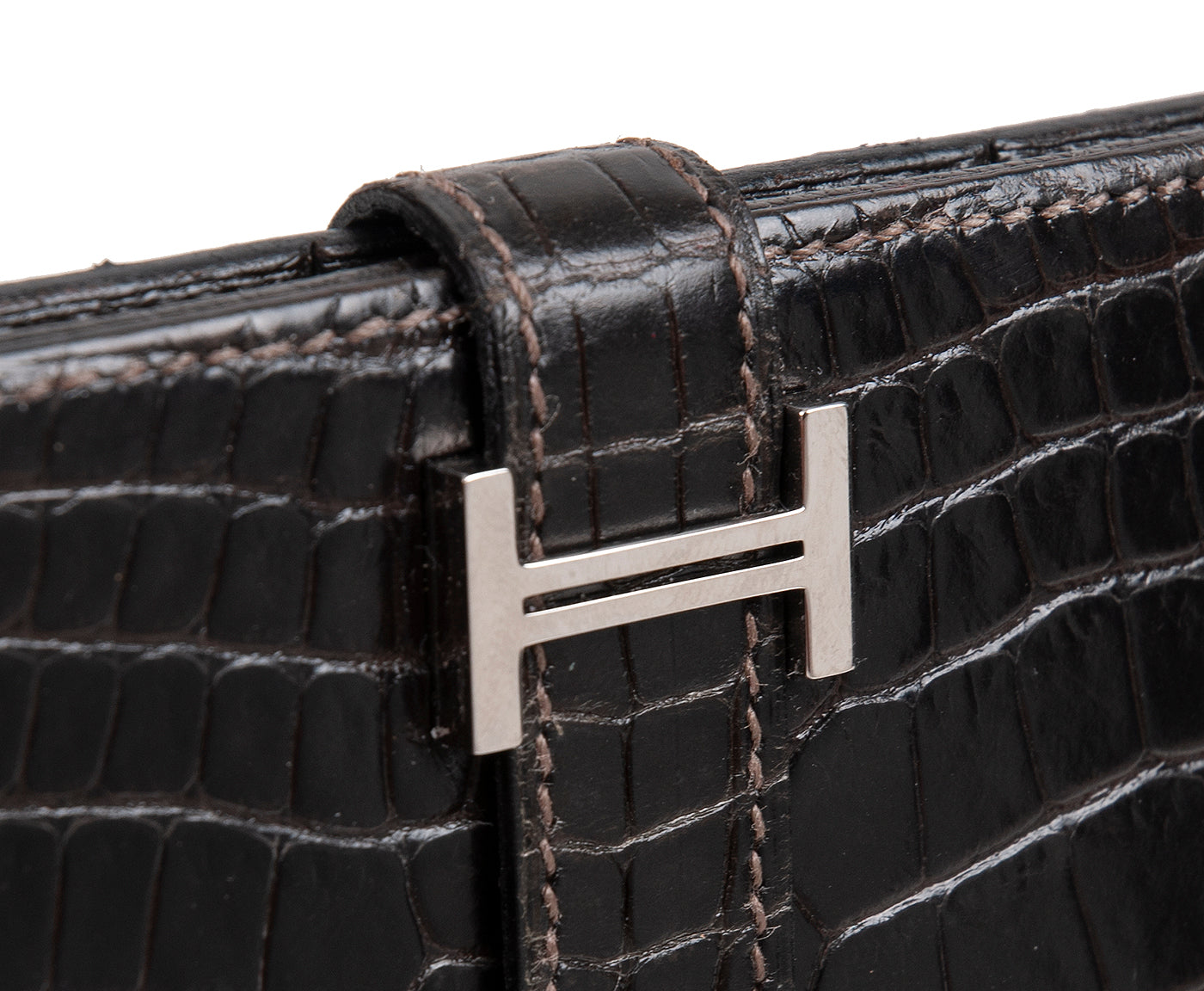 Hermes Bearn Wallet Havane Shiny Crocodile PHW
