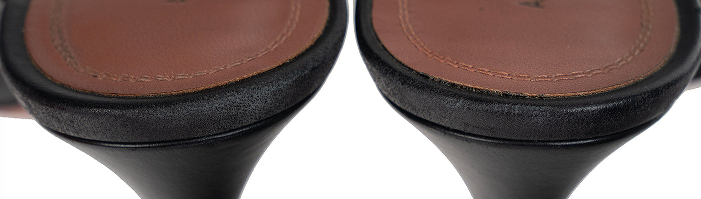 Amina Muaddi Black Millie Leather Slides