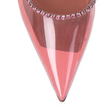 Amina Muaddi Gilda PVC Baby Pink Glass Mules