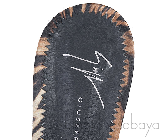 Giuseppe Zanotti Leopard Print Satin Mule Slides