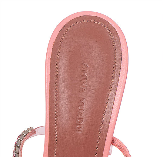Amina Muaddi Gilda PVC Baby Pink Glass Mules