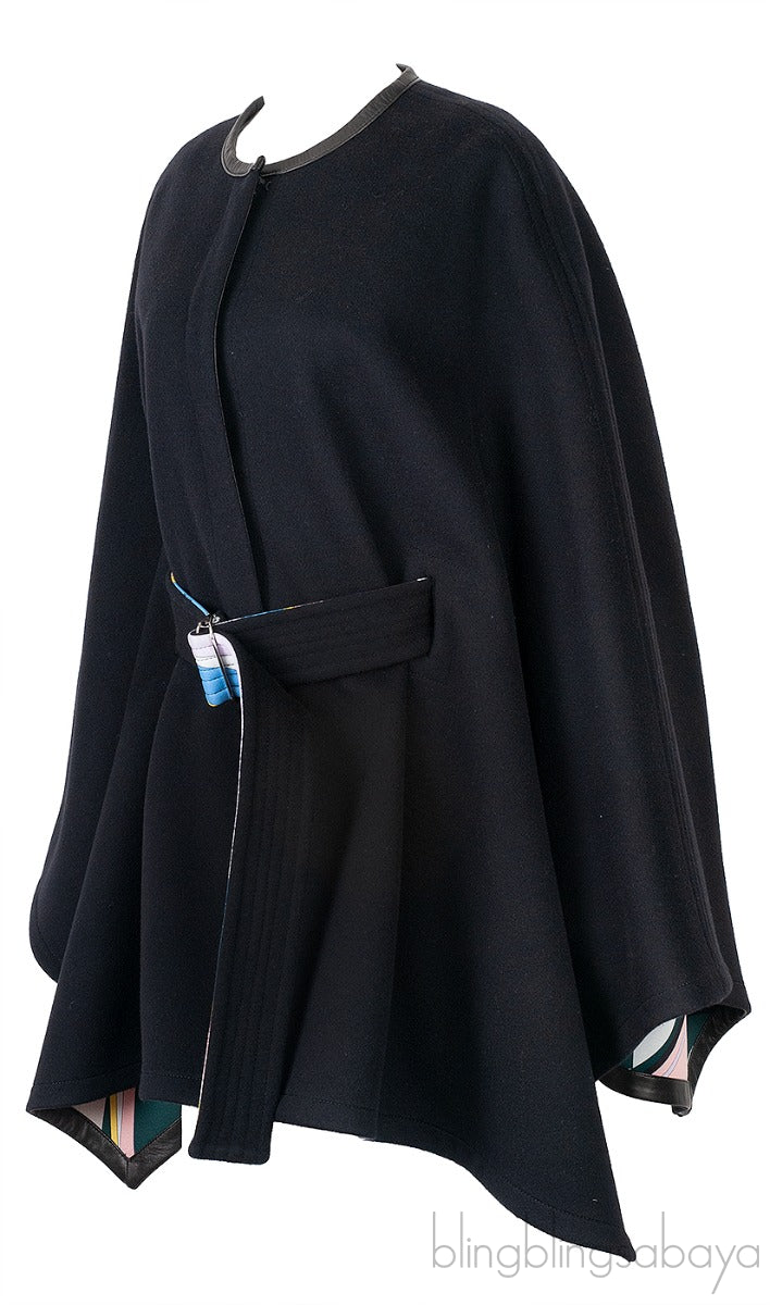 Black Belted Cape Coat