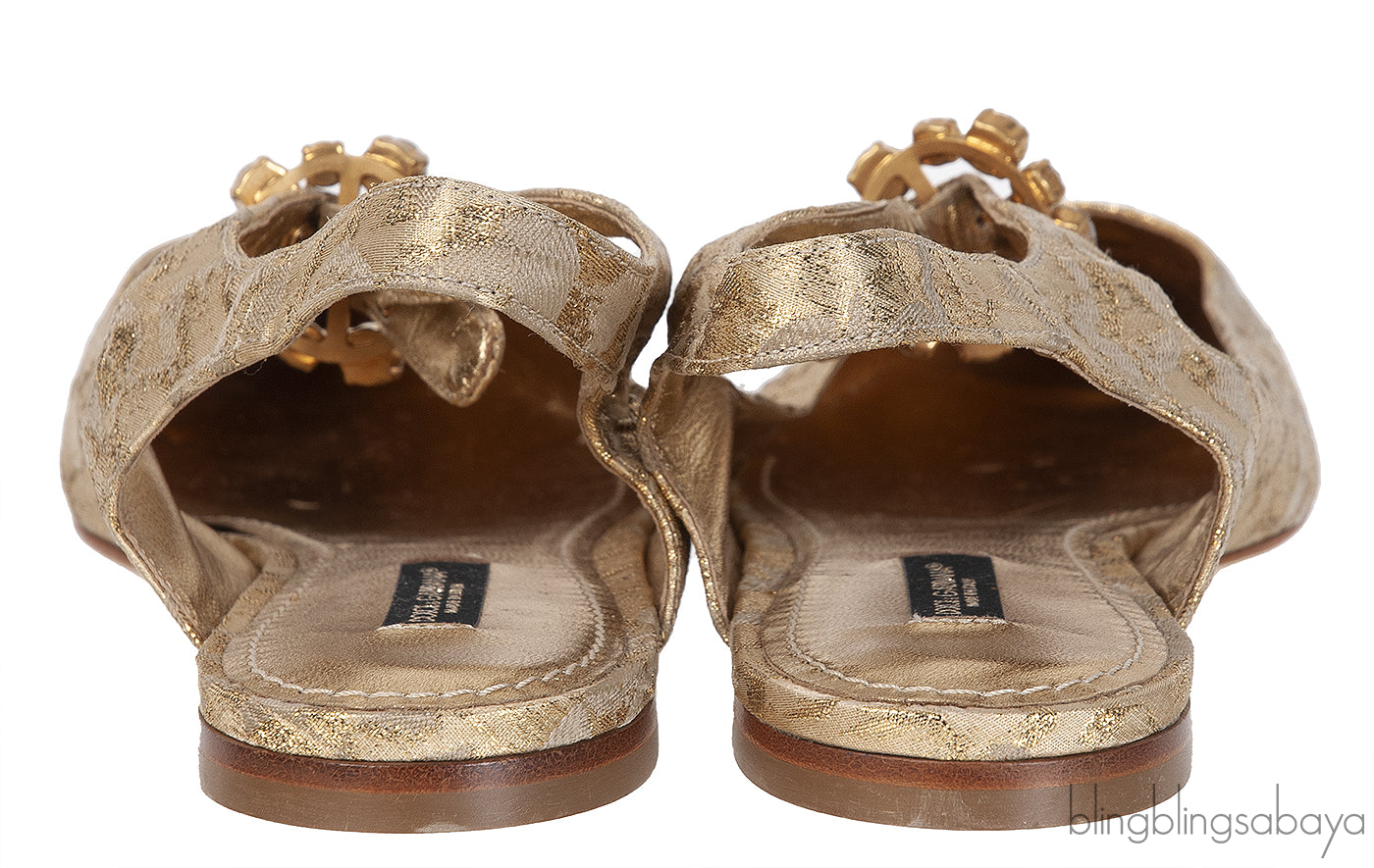 Dolce & Gabbana Metallic Gold Pointed Toe Flat Shoes