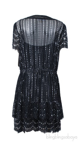 Michael Kors Black Lame Studded Lace Dress