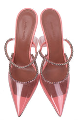 Amina Muaddi Gilda PVC Baby Pink Glass Mules