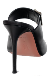 Amina Muaddi Black Millie Leather Slides