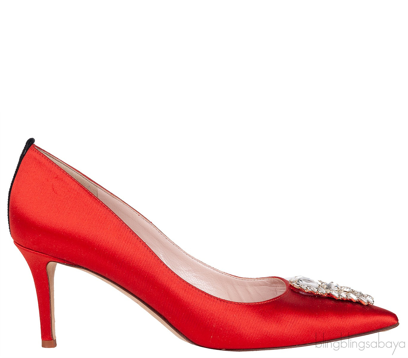 Sarah Jessica Parker Red Satin Crystal Embellished Heels