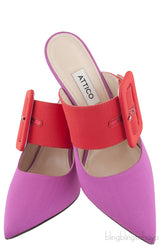 Bi-color Large Buckle Mule