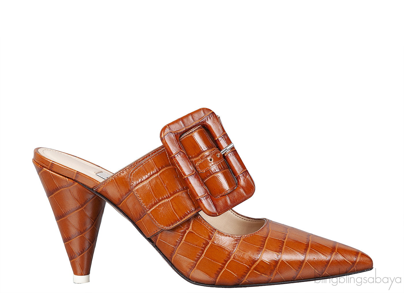 Brown Croc Embossed Chloe Mules
