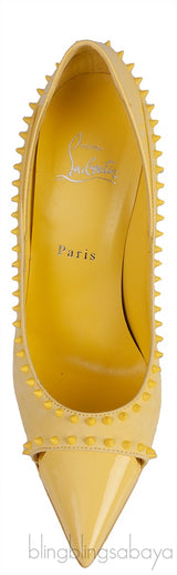Duvette Spikes 100 Suede Yellow Pumps