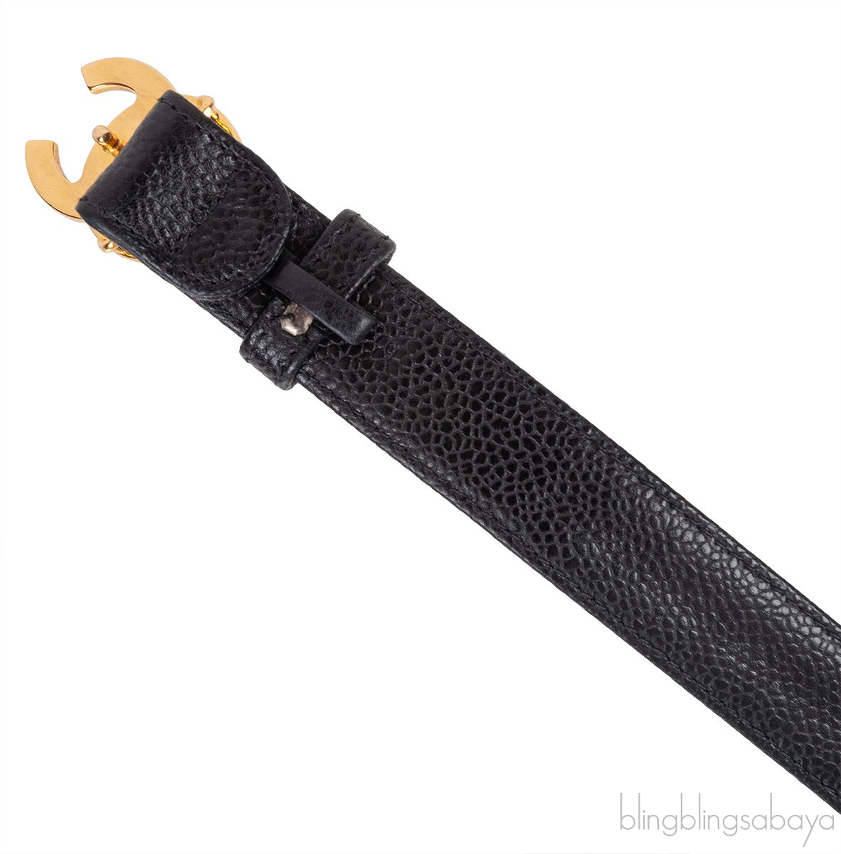 Chanel Black Caviar CC Turnlock Vintage Belt