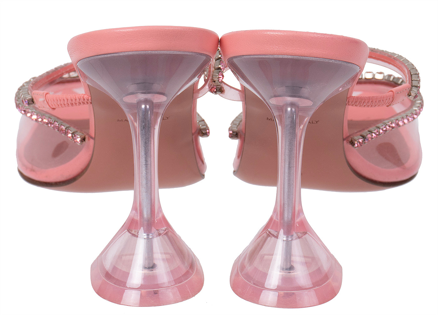 Amina Muaddi Gilda PVC Baby Pink Glass Mules