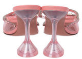 Amina Muaddi Gilda PVC Baby Pink Glass Mules