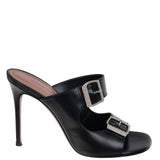 Amina Muaddi Black Millie Leather Slides